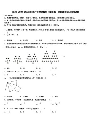 2023-2024学年四川省广汉中学数学七年级第一学期期末调研模拟试题含解析.doc