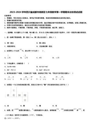 2023-2024学年四川省成都市高新区七年级数学第一学期期末达标测试试题含解析.doc