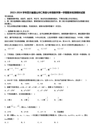 2023-2024学年四川省眉山市仁寿县七年级数学第一学期期末检测模拟试题含解析.doc