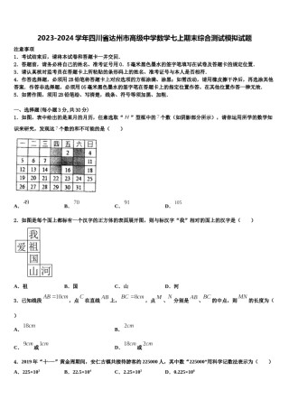 2023-2024学年四川省达州市高级中学数学七上期末综合测试模拟试题含解析.doc