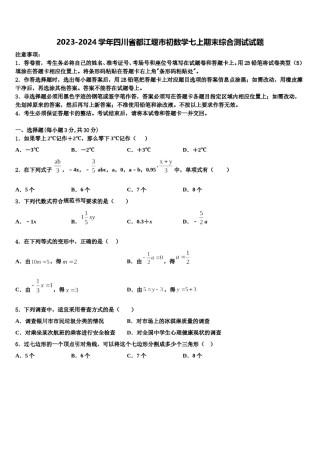 2023-2024学年四川省都江堰市初数学七上期末综合测试试题含解析.doc