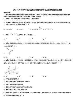 2023-2024学年四川省雅安市名校数学七上期末检测模拟试题含解析.doc