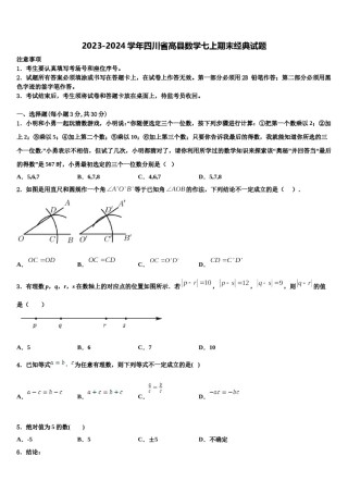 2023-2024学年四川省高县数学七上期末经典试题含解析.doc