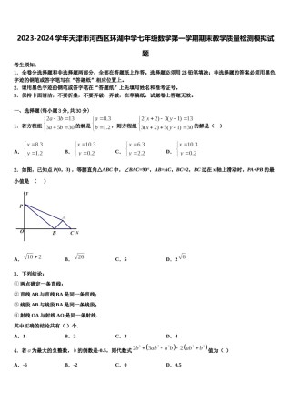 2023-2024学年天津市河西区环湖中学七年级数学第一学期期末教学质量检测模拟试题含解析.doc