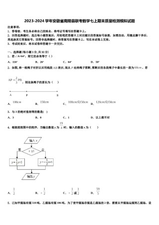 2023-2024学年安徽省南陵县联考数学七上期末质量检测模拟试题含解析.doc