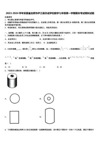 2023-2024学年安徽省合肥市庐江县志成学校数学七年级第一学期期末考试模拟试题含解析.doc