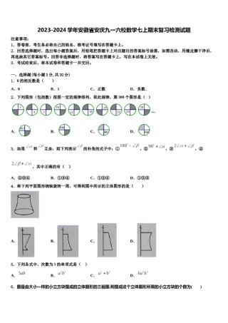 2023-2024学年安徽省安庆九一六校数学七上期末复习检测试题含解析.doc