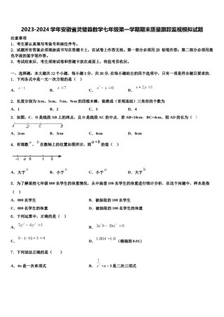 2023-2024学年安徽省灵璧县数学七年级第一学期期末质量跟踪监视模拟试题含解析.doc