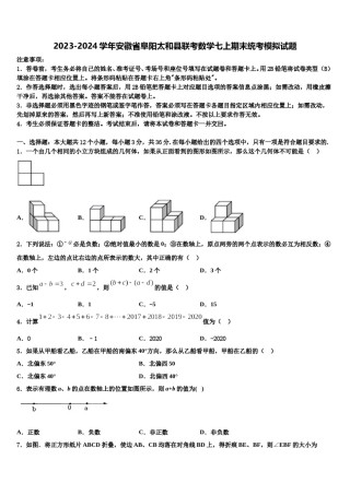2023-2024学年安徽省阜阳太和县联考数学七上期末统考模拟试题含解析.doc