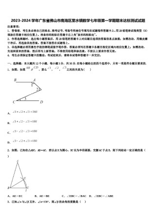 2023-2024学年广东省佛山市南海区里水镇数学七年级第一学期期末达标测试试题含解析.doc