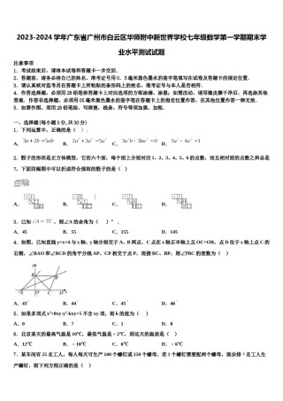 2023-2024学年广东省广州市白云区华师附中新世界学校七年级数学第一学期期末学业水平测试试题含解析.doc