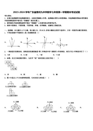 2023-2024学年广东省惠州九中学数学七年级第一学期期末考试试题含解析.doc