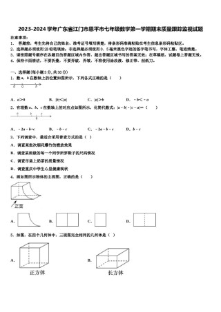 2023-2024学年广东省江门市恩平市七年级数学第一学期期末质量跟踪监视试题含解析.doc