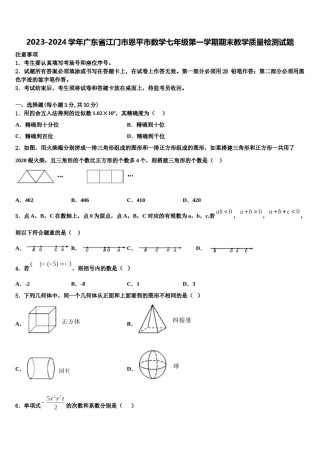 2023-2024学年广东省江门市恩平市数学七年级第一学期期末教学质量检测试题含解析.doc