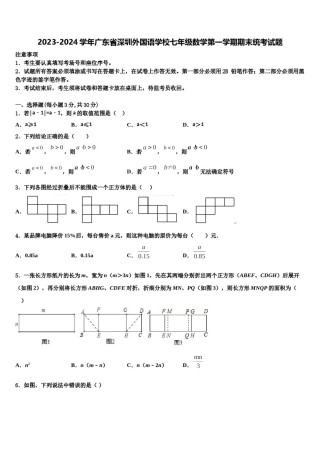 2023-2024学年广东省深圳外国语学校七年级数学第一学期期末统考试题含解析.doc
