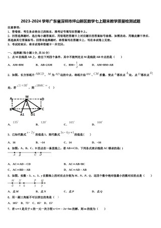 2023-2024学年广东省深圳市坪山新区数学七上期末教学质量检测试题含解析.doc