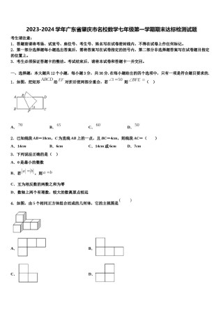 2023-2024学年广东省肇庆市名校数学七年级第一学期期末达标检测试题含解析.doc