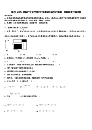 2023-2024学年广东省茂名市行知中学七年级数学第一学期期末经典试题含解析.doc