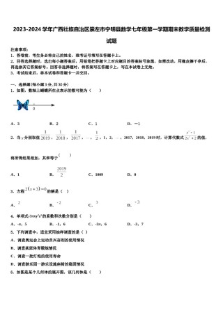2023-2024学年广西壮族自治区崇左市宁明县数学七年级第一学期期末教学质量检测试题含解析.doc