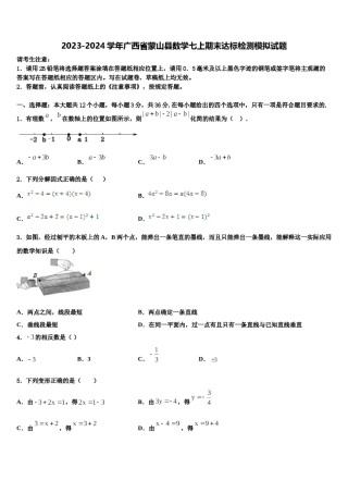2023-2024学年广西省蒙山县数学七上期末达标检测模拟试题含解析.doc