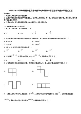 2023-2024学年开封市重点中学数学七年级第一学期期末学业水平测试试题含解析.doc