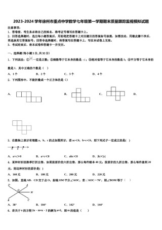 2023-2024学年徐州市重点中学数学七年级第一学期期末质量跟踪监视模拟试题含解析.doc