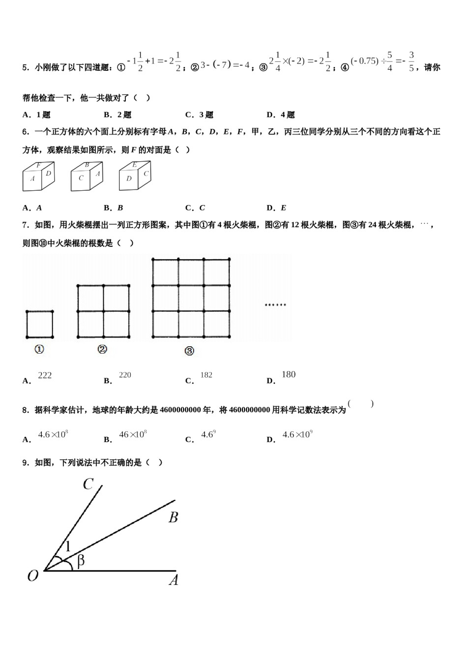 2023-2024学年江苏省仪征市新集初级中学七年级数学第一学期期末学业质量监测模拟试题含解析.doc_第2页