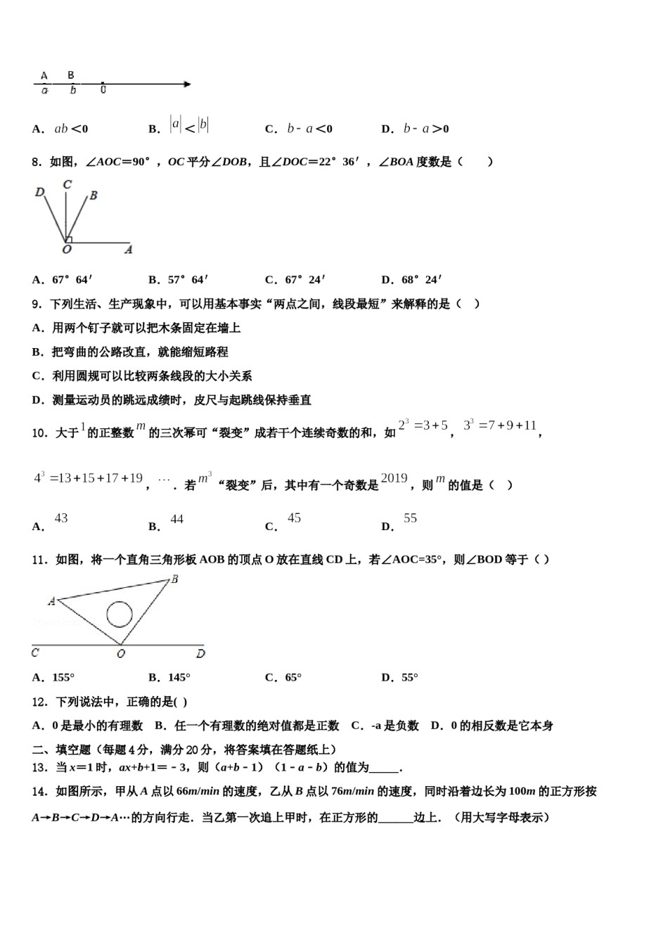 2023-2024学年江苏省南京市南京民办育英第二外国语学校七年级数学第一学期期末质量跟踪监视模拟试题含解析.doc_第2页