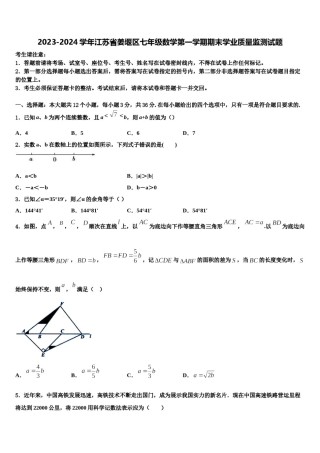 2023-2024学年江苏省姜堰区七年级数学第一学期期末学业质量监测试题含解析.doc