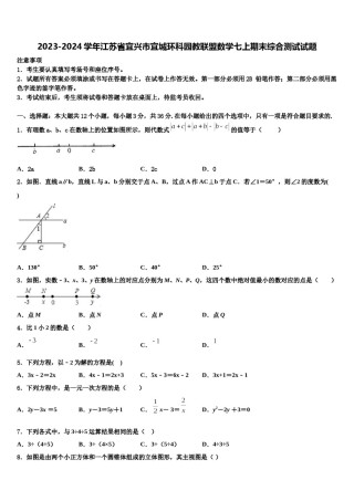 2023-2024学年江苏省宜兴市宜城环科园教联盟数学七上期末综合测试试题含解析.doc