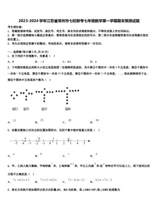 2023-2024学年江苏省常州市七校联考七年级数学第一学期期末预测试题含解析.doc