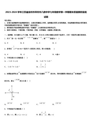2023-2024学年江苏省徐州市邳州市八路中学七年级数学第一学期期末质量跟踪监视试题含解析.doc