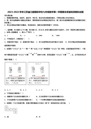 2023-2024学年江苏省江都国际学校七年级数学第一学期期末质量检测模拟试题含解析.doc
