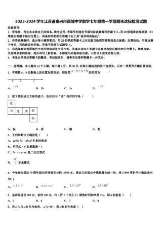2023-2024学年江苏省泰兴市西城中学数学七年级第一学期期末达标检测试题含解析.doc