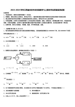 2023-2024学年江西省吉安市吉安县数学七上期末学业质量监测试题含解析.doc