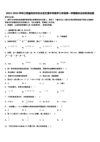 2023-2024学年江西省抚州市东乡区红星中学数学七年级第一学期期末达标检测试题含解析.doc