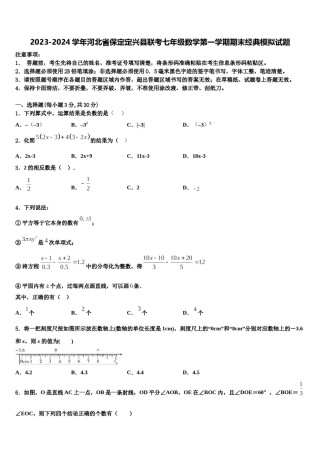 2023-2024学年河北省保定定兴县联考七年级数学第一学期期末经典模拟试题含解析.doc