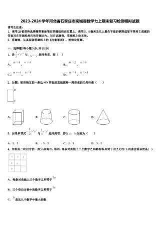 2023-2024学年河北省石家庄市栾城县数学七上期末复习检测模拟试题含解析.doc