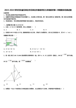 2023-2024学年河北省石家庄市石家庄外国语学校七年级数学第一学期期末经典试题含解析.doc