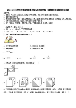 2023-2024学年河南省南阳市名校七年级数学第一学期期末质量检测模拟试题含解析.doc