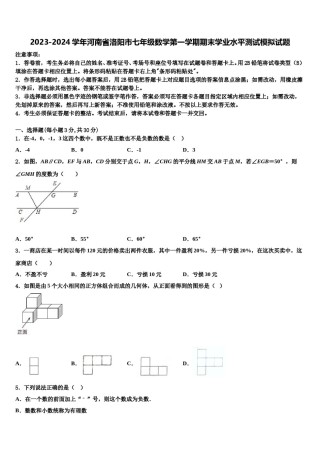 2023-2024学年河南省洛阳市七年级数学第一学期期末学业水平测试模拟试题含解析.doc
