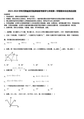 2023-2024学年河南省漯河临颍县联考数学七年级第一学期期末综合测试试题含解析.doc