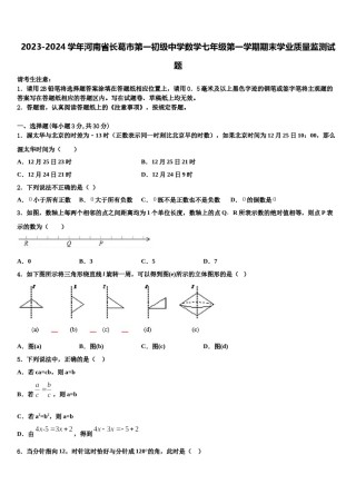 2023-2024学年河南省长葛市第一初级中学数学七年级第一学期期末学业质量监测试题含解析.doc