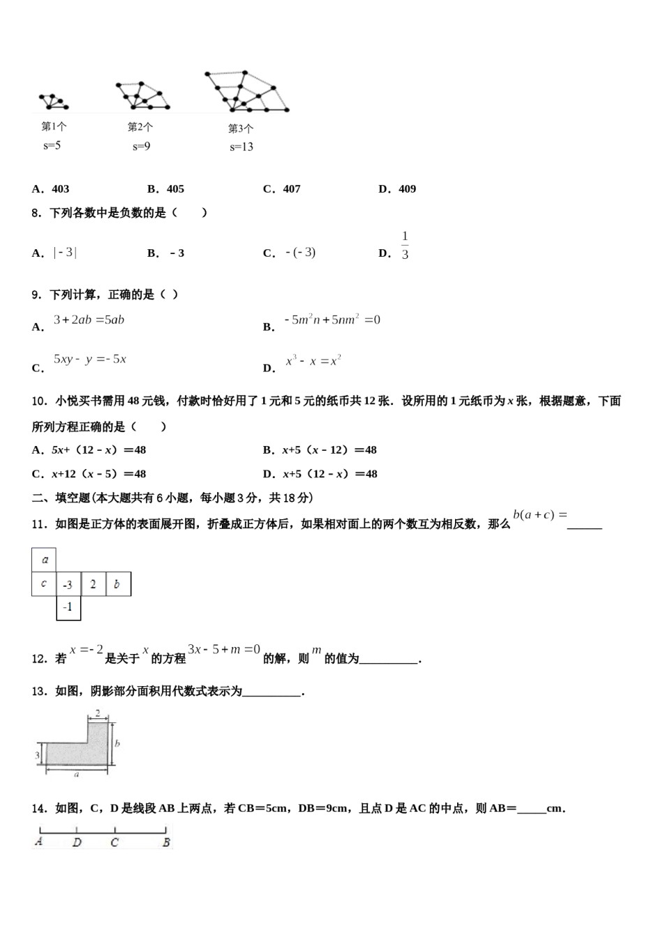2023-2024学年河南省驻马店泌阳县联考数学七年级第一学期期末考试模拟试题含解析.doc_第2页
