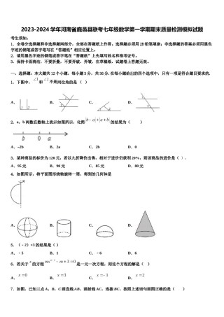 2023-2024学年河南省鹿邑县联考七年级数学第一学期期末质量检测模拟试题含解析.doc
