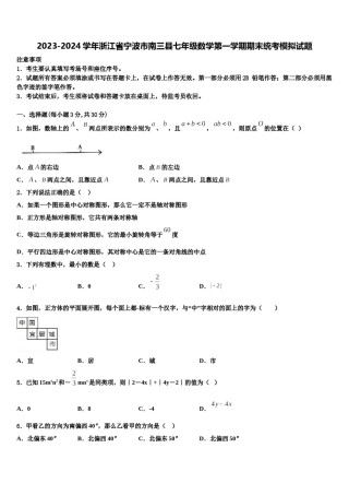 2023-2024学年浙江省宁波市南三县七年级数学第一学期期末统考模拟试题含解析.doc
