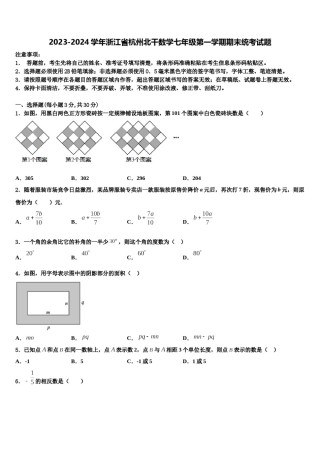 2023-2024学年浙江省杭州北干数学七年级第一学期期末统考试题含解析.doc