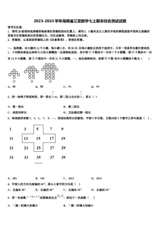 2023-2024学年海南省三亚数学七上期末综合测试试题含解析.doc