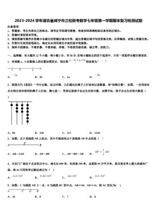 2023-2024学年湖北省咸宁市三校联考数学七年级第一学期期末复习检测试题含解析.doc