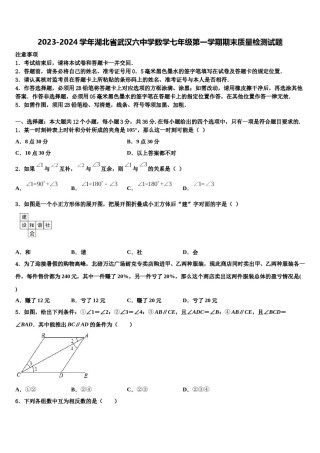 2023-2024学年湖北省武汉六中学数学七年级第一学期期末质量检测试题含解析.doc